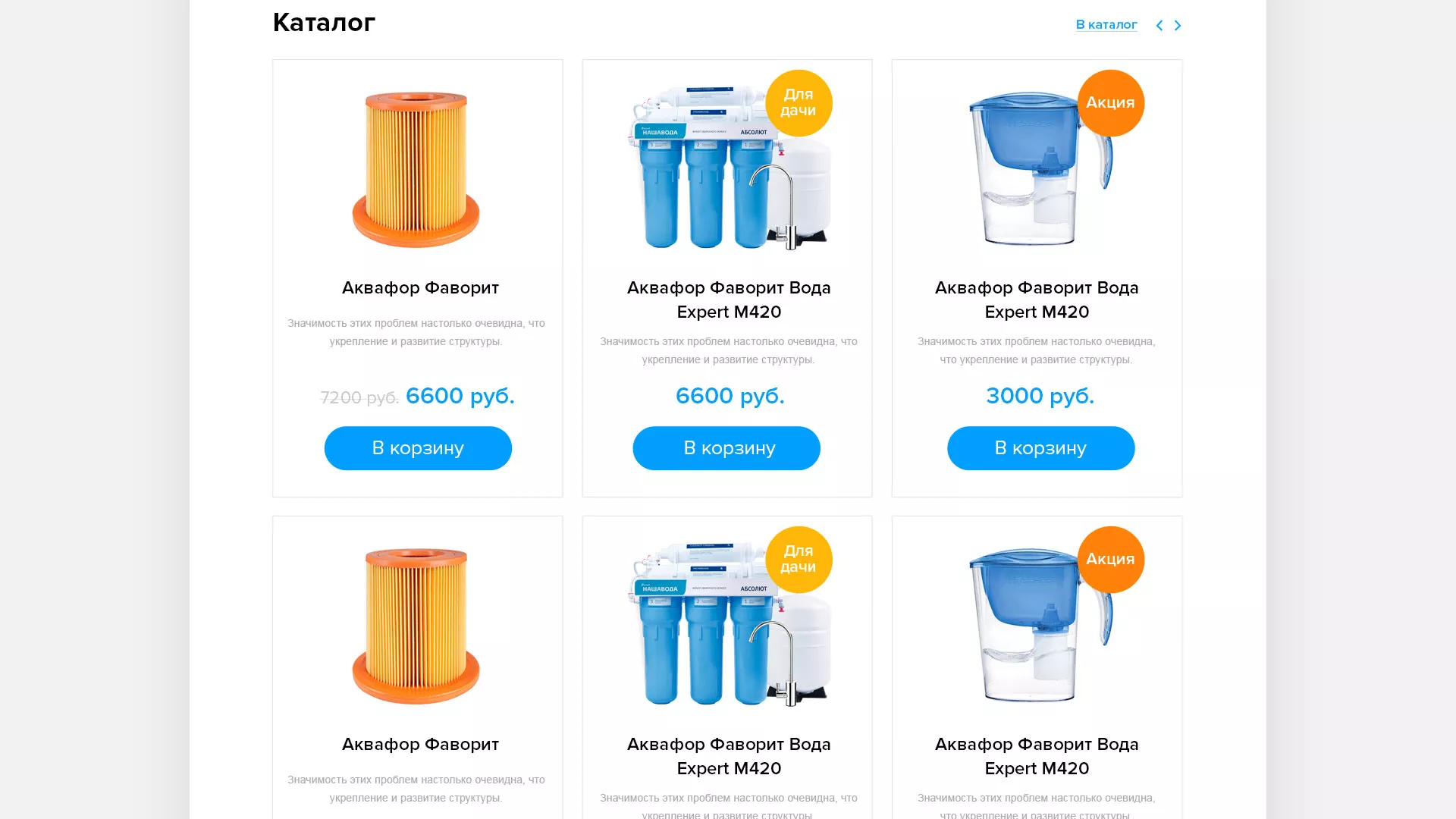 Создание интернет-магазина «Водолей» по продаже фильтров очистных сооружений в Усть-Джегуте